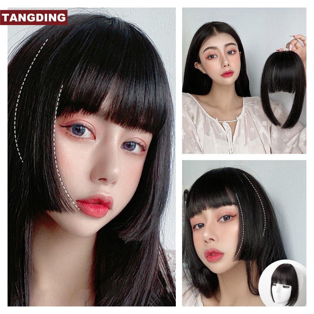 [COD Tangding] 1pc Alami Putri Potong Rambut Wig Wanita Gadis Poni Udara Cosplay Rambut Ekstensi Aksesoris