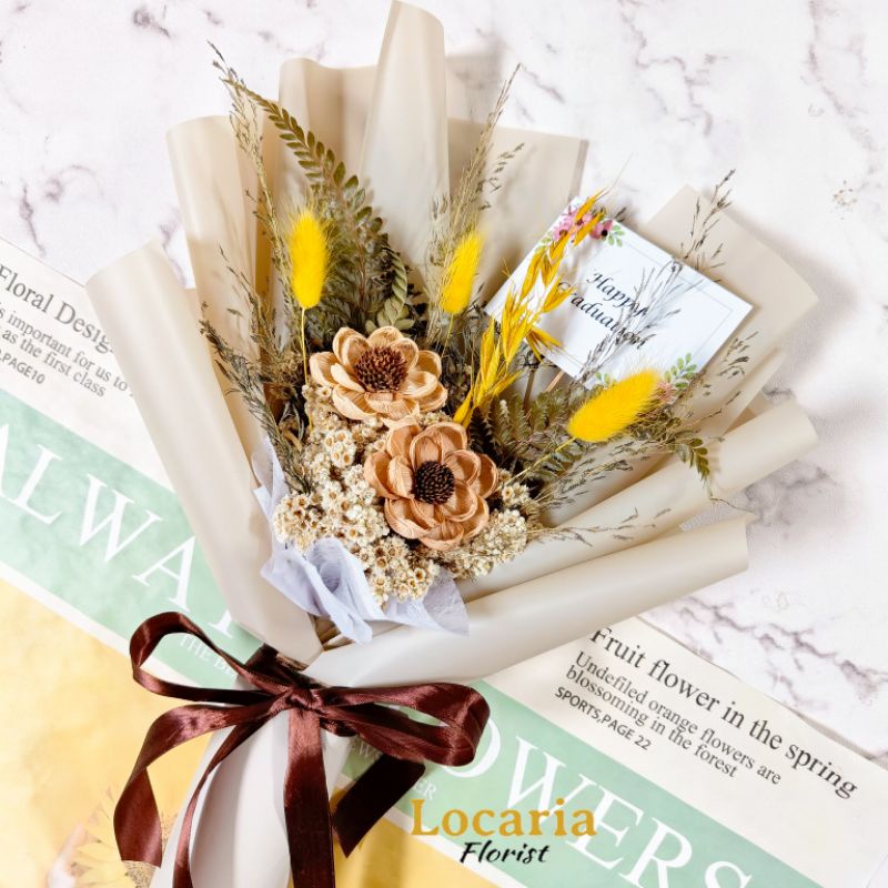 buket bunga kering/buket wisuda/buket graduation/kado wisuda/buket ulang tahun