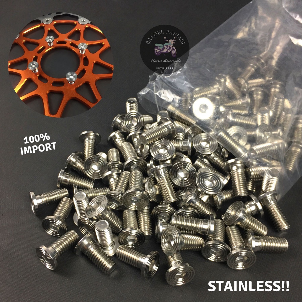 BAUT PIRINGAN CAKRAM BAUT DISK STAINLESS IMPORT BAUT PIRINGAN DRAT 12 BAUT STAINLESS DRAT 12