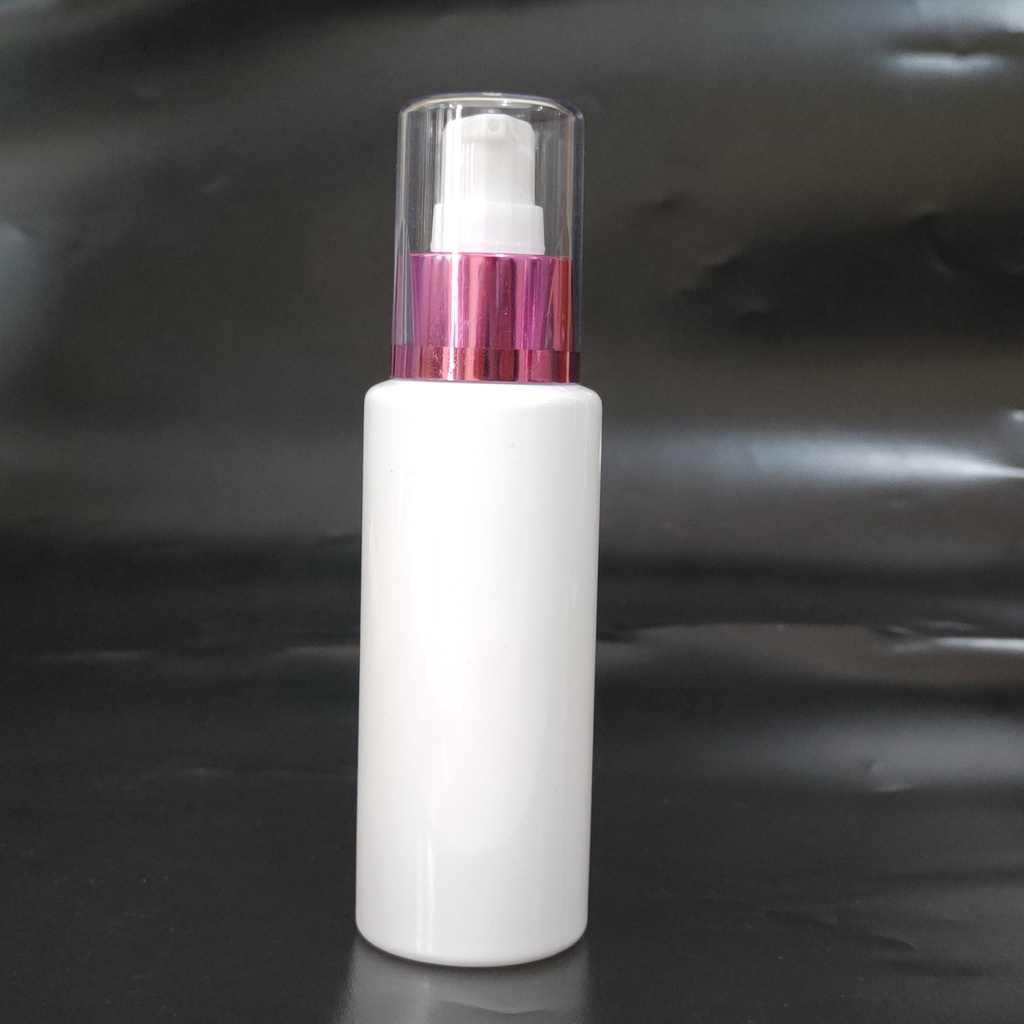 Botol Pump 100ml Putih Tutup Gold Silver Pink / Botol Serum Lotion Sabun 100ml Mewah Aesthetic / Botol RF 100ml Putih  Pump Treatment Gold Silver Pink