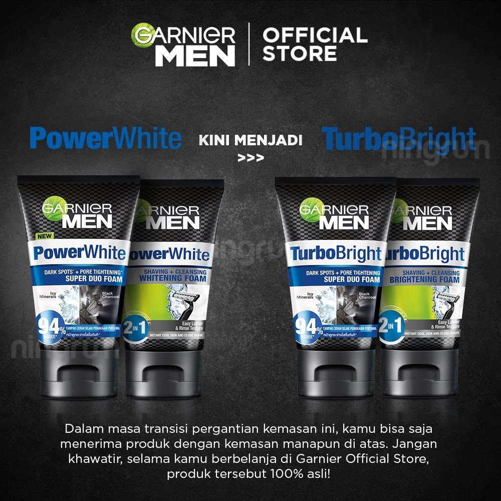 Ningrum - Garnier Men Series 50ml &amp; 100ml - AcnoFight | Turbolight Power White Oil Control Whitening Wasabi Matcha Foam Scrub | Sabun Pembersih Wajah Pria Facial Wash Original BPOM - 8302