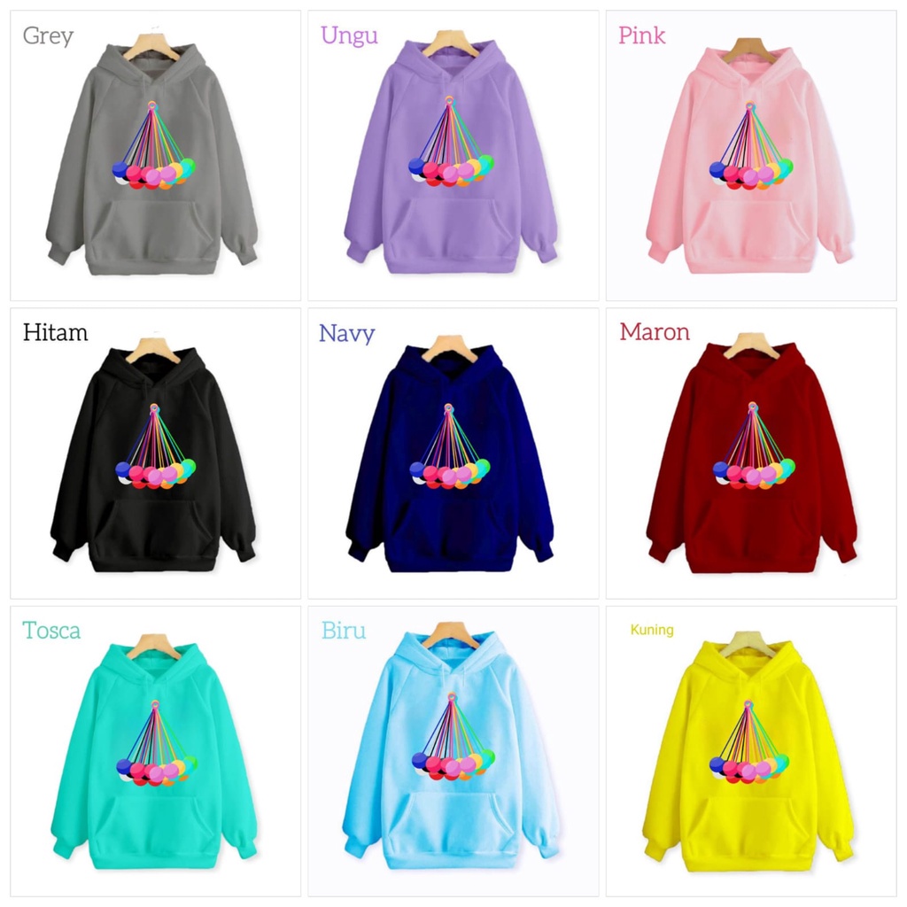 Hzl_outfit Hoodie Sweater Anak Lato Lato Rainbow S.M.L.XL COD