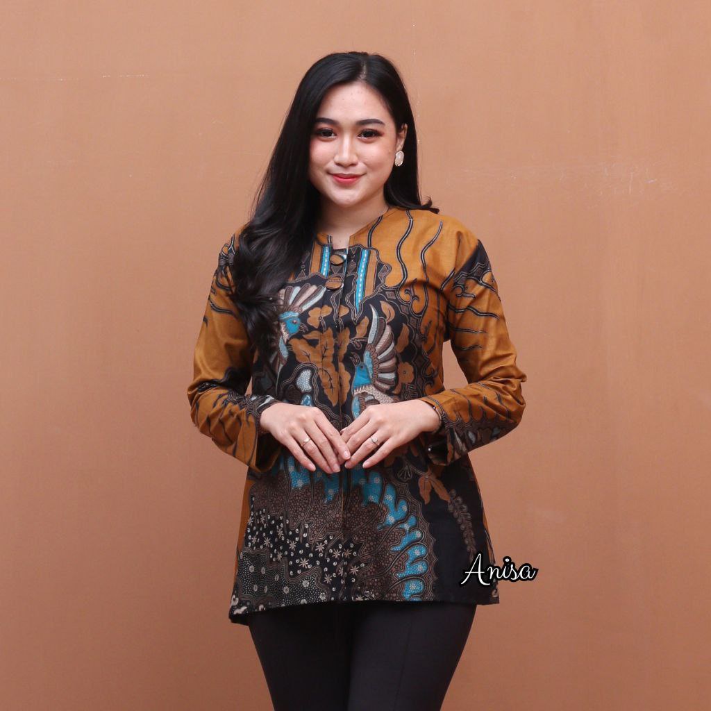 Baju Batik Wanita Modern Atasan Blouse Batik Kerja Wanita Kantor M L XL XXL