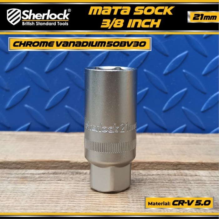 MATA SOCK KUNCI BUSI 21 MM X 3/8 INCH SHERLOCK SPARK PLUG SOCKET 3/8&quot;