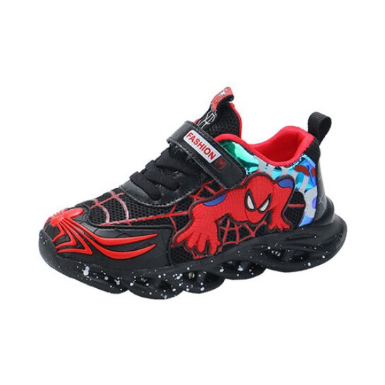 Sepatu Sneaker Anak Laki Laki - Sepatu Anak Perempuan Ultra Light Super LED Sport Import  HERO MOTIF VENOM / SPIDERMAN Running Shoes