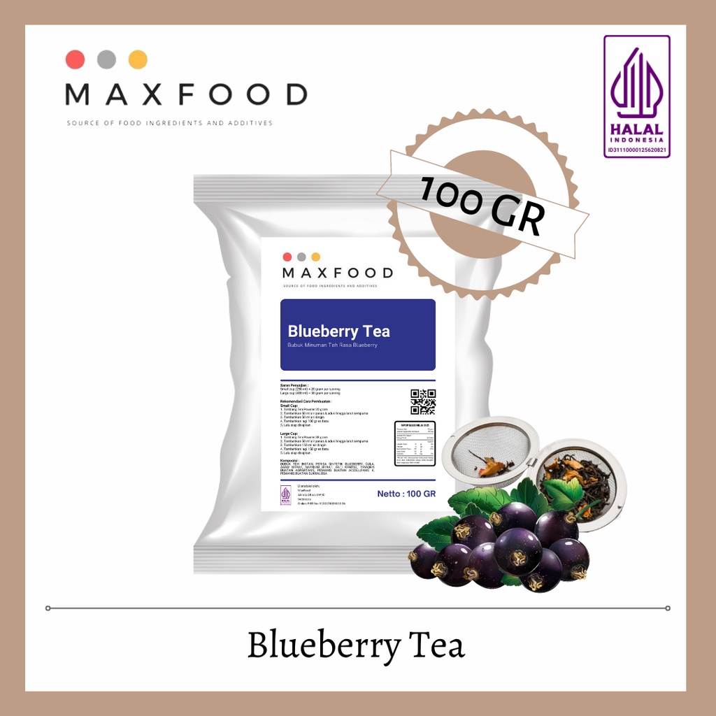 

MAXFOOD - Blueberry Tea / Teh Blueberry / Bubuk Teh Rasa Blueberry 100 Gram