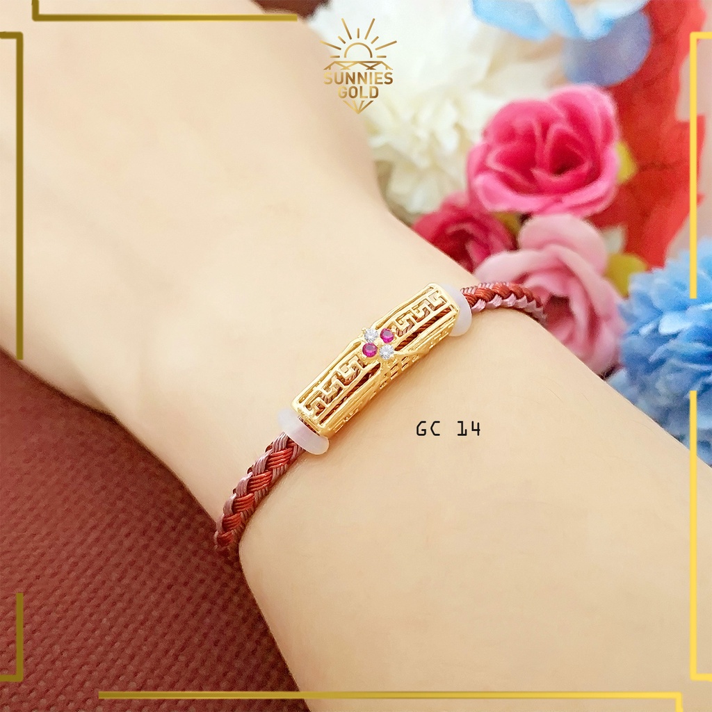 GELANG CHARM EMAS ASLI KADAR 6K & 8K MODEL CHARM PIPA DENGAN UKIRAN KLASIK - GC 13 14