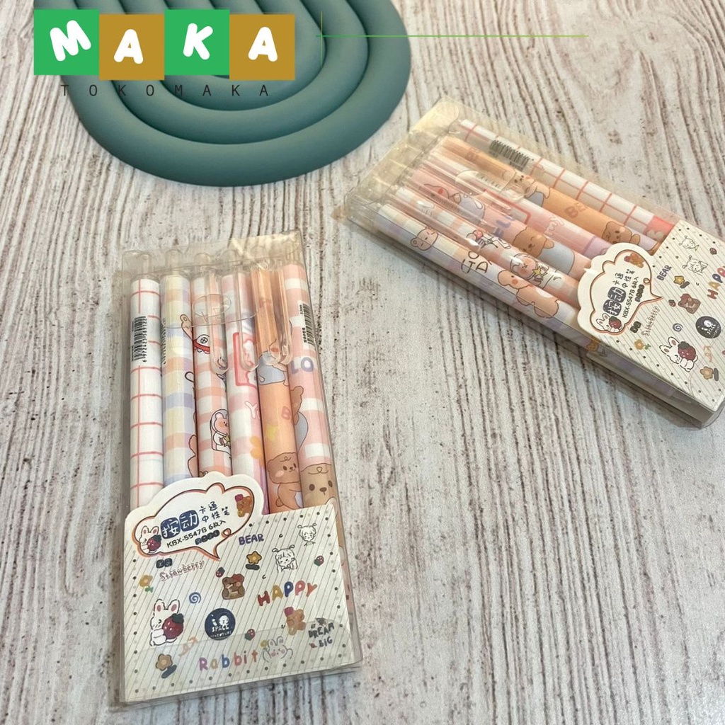 

pulpen gel cetek karakter beruang isi 6 pcs pen mekanik isi 6 bolpen pena gel cetek perlengkapan sekolah alat tulis kantor atk murah