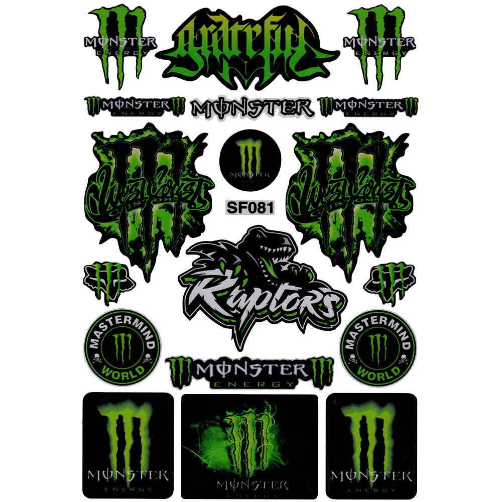 Monster Energy Stiker Anime Helm Decal Rock Star Glossy Film Anti Air PVC Hias Aksesoris Motor Untuk HONDA YAMAHA KAWASAKI DUCATI