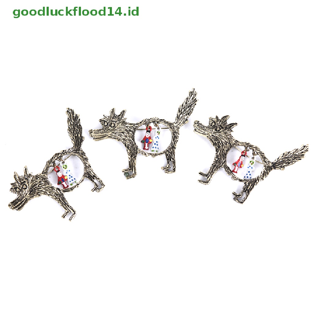 [GOOGFOUR] Fashion Vintage Kartun Berongga Serigala Anak Bros Punk Brooch Pin Perhiasan Hadiah [TOP]