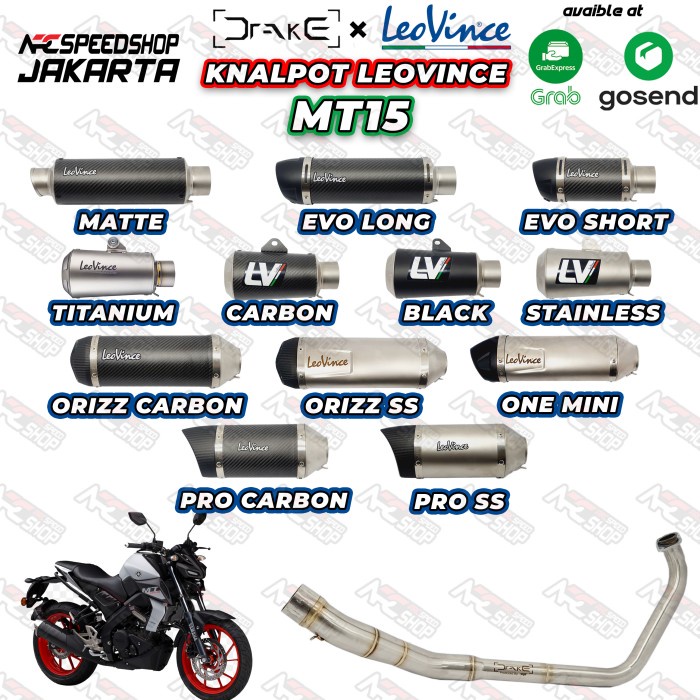 Header R9 Drake Yamaha Mt15 + Silencer Leovince Series #Original