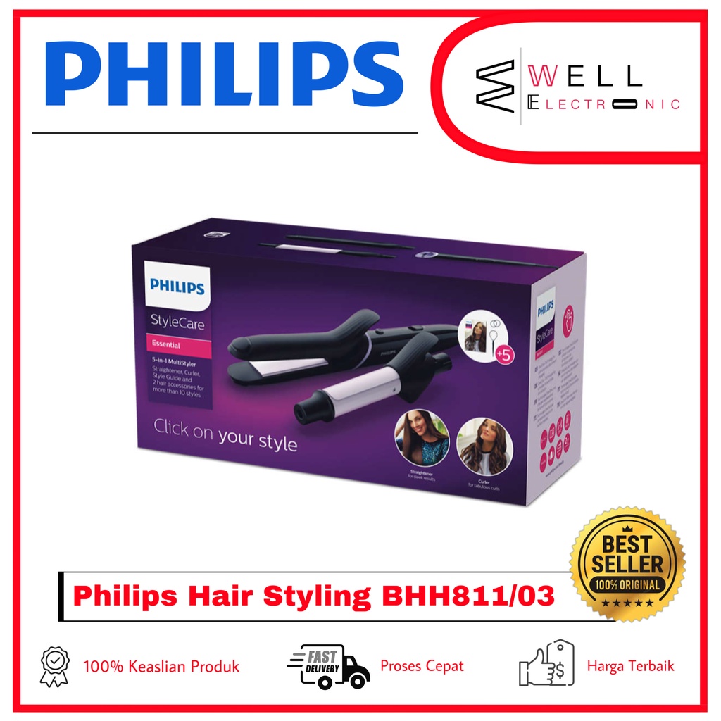 Philips Multisyler BHH811/00 Curling &amp; Straightener BHH 811 Bhh811 - Pelurus dan Pengeriting Rambut
