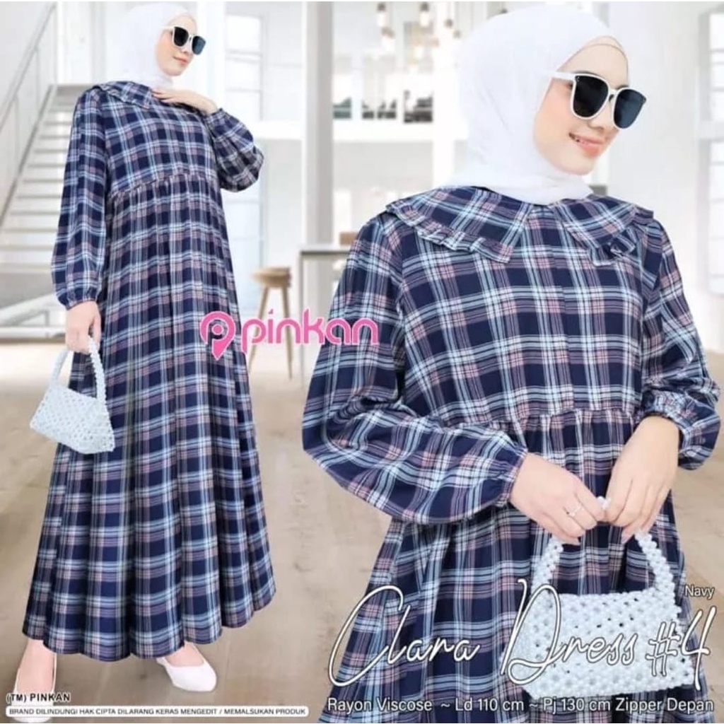 gamis kotak kotak terbaru / midi dress kotak / tarta midi dress / teta midi dress / gamis remaja / g