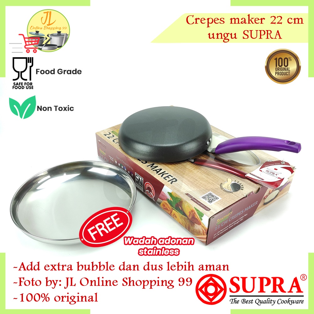SUPRA Telfon crepes maker Ungu 22cm / crepes pan anti lengket / Wajan Teflon