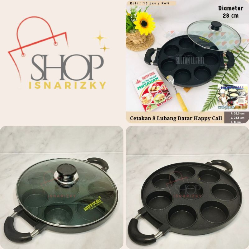 Cetakan Kue Roti Pisang Martabak Mini HAPPY CALL Teflon Anti Lengket Isi 8 Lubang Datar