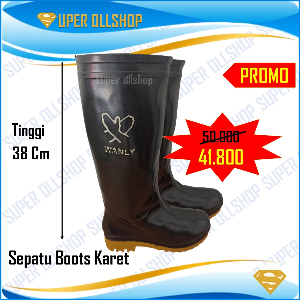 Sepatu Pria Safety Boot Bot But Boots Proyek Sawah Karet Hitam Tinggi Murah Lentur