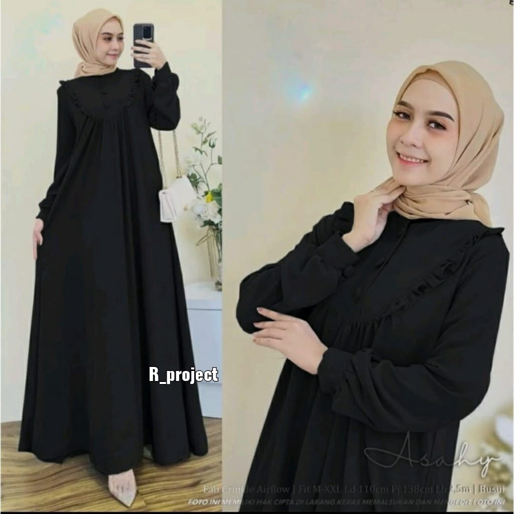 LD 140 130 120 110 dst | Gamis wanita terbaru fashion kekinian | Asahi maxi dress crinkle premium Jumbo big size