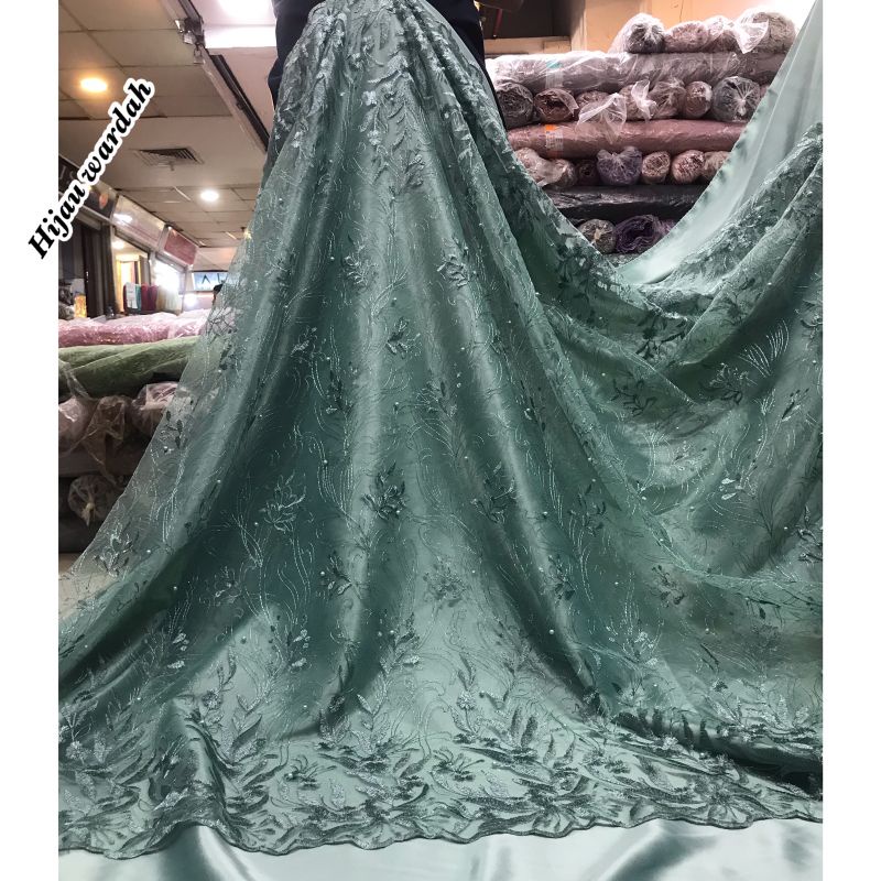 Murah...kain bahn tille mutiara/bahan brokat kebaya gaun pengantin