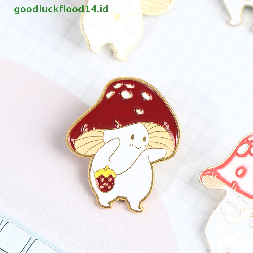 [GOOGFOUR] Lucu Jamur Lencana Bros Enamel Pin Di Ransel Wanita Anime Pin Enamel [TOP]