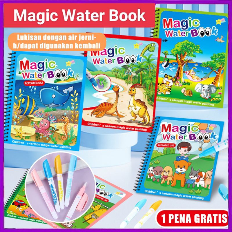 MAGIC WATER BOOK  BUKU MEWARNAI AIR  MAGIC WATER DRAWING PAINTING BOOK