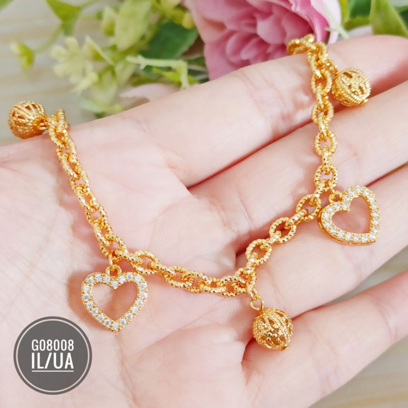 Gelang xuping Jurai Rantai Nori ukir Love Zircon G08068