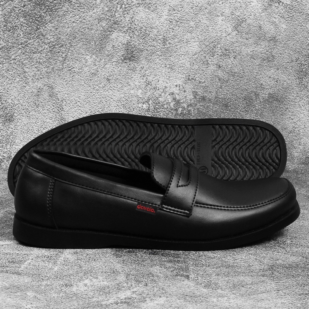 davalo Sepatu Loafers Pria Formal Kerja Kasual Loafer Hitam