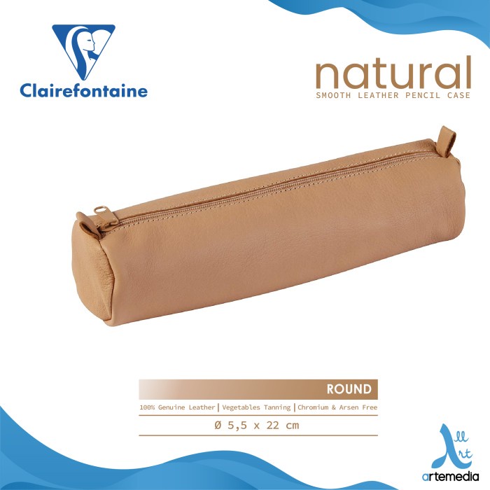 

Terlaris ✨ -Tempat Pensil Clairefontaine Natural Real Smooth Leather Pencil Case - FLAT- 2.1.23