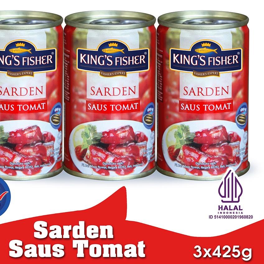 

12.12 Brand King's Fisher Paket 3 pcs Sarden saus tomat Makanan Kaleng 425 gr 