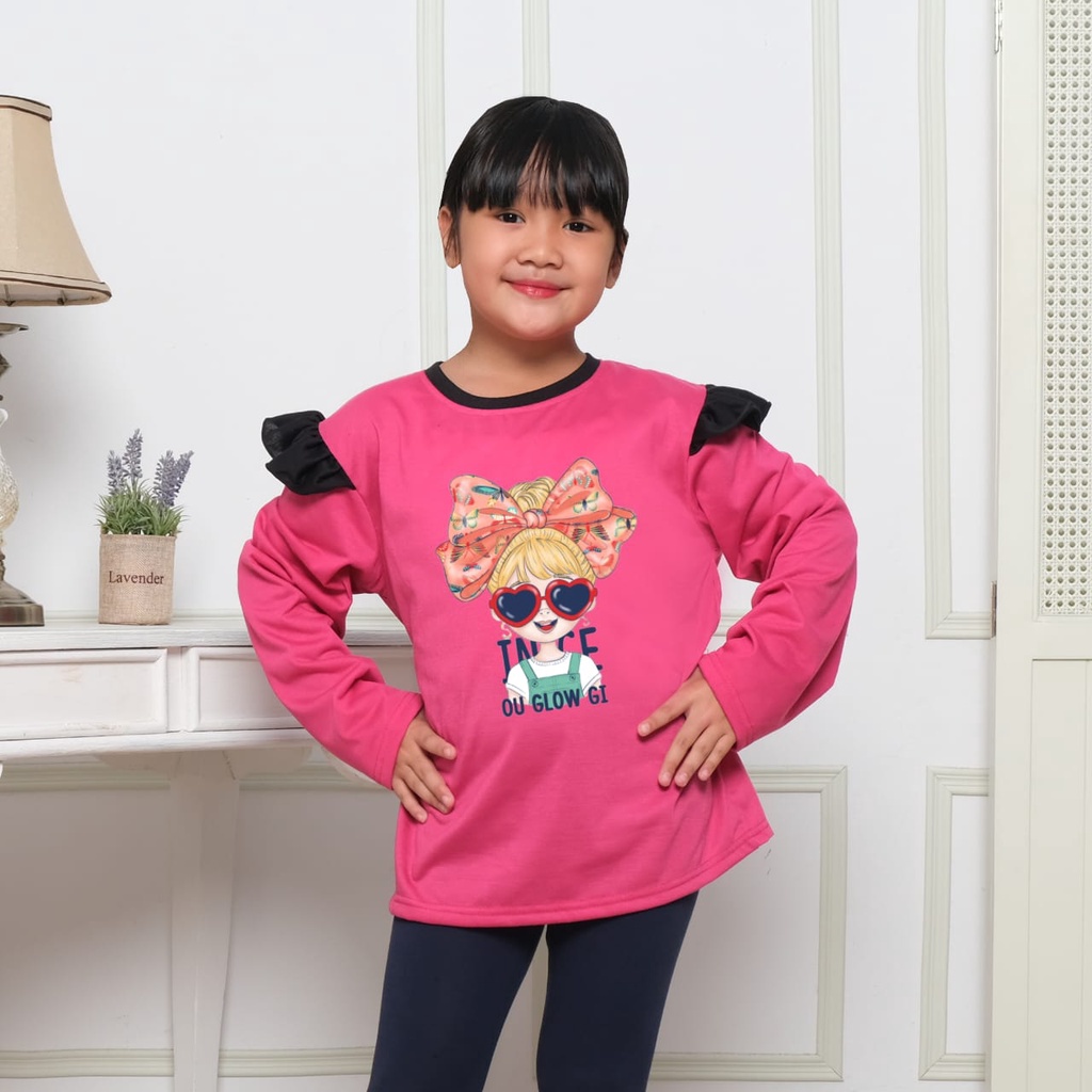 Hzl_outfit Baju Oblong Model Anak Out Glow Gi/baju anak perempuan oblong model lengan panjang