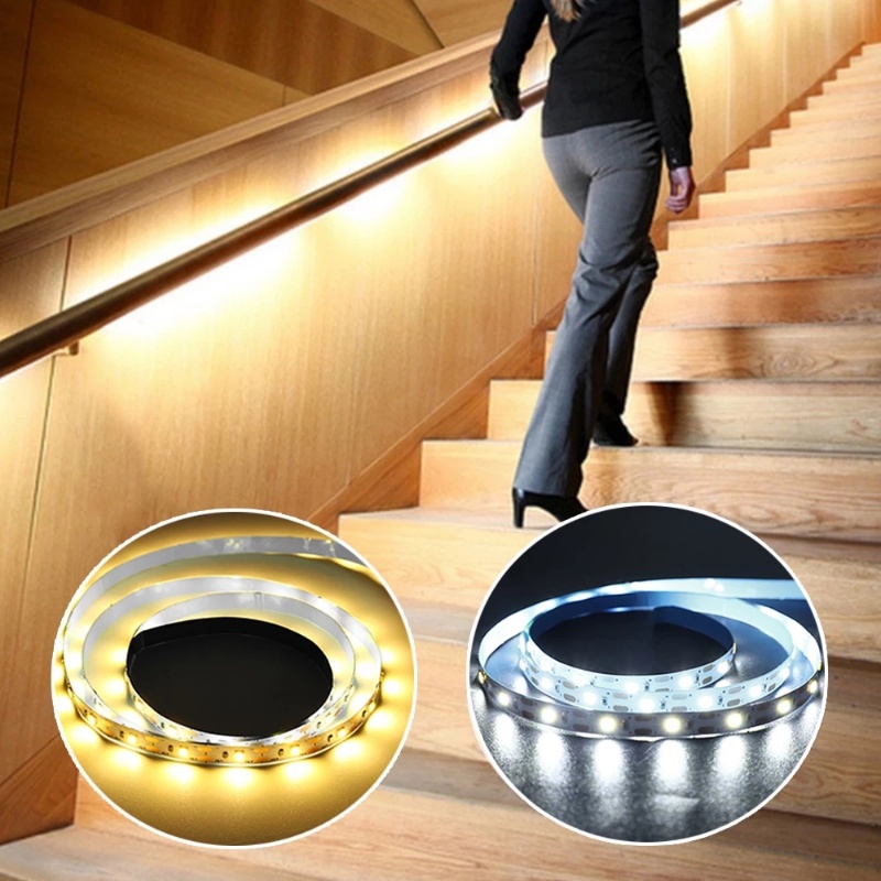 1m Baterai Kotak Power 60butir Lampu LED Strip/Bawah Lemari Lemari Tempat Tidur Tangga Lamp LED Night Light