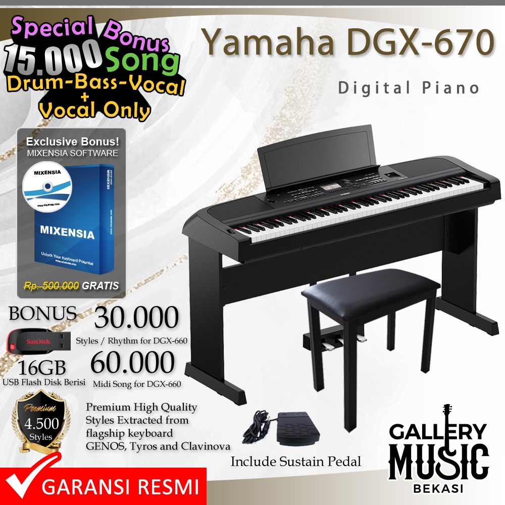 Yamaha DGX670 Digital Piano / DGX 670 (Penerus DGX660 / 660)