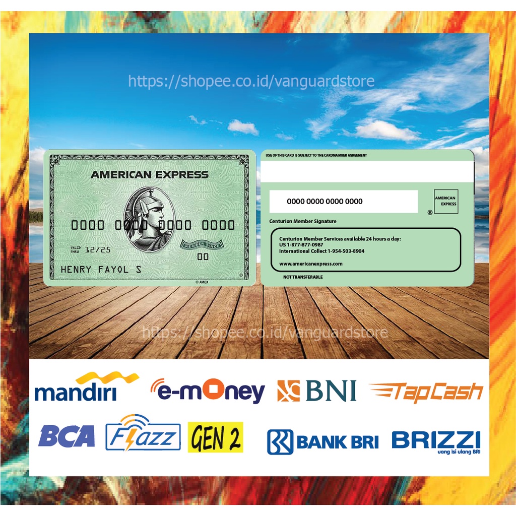 KARTU E MONEY E TOLL KARTU AMERICAN EXPRESS GREN 7 DEBIT CREDIT EMONEY MANDIRI FLAZZ BCA BNI TAPCASH BRIZZI BRI - 2 SISI