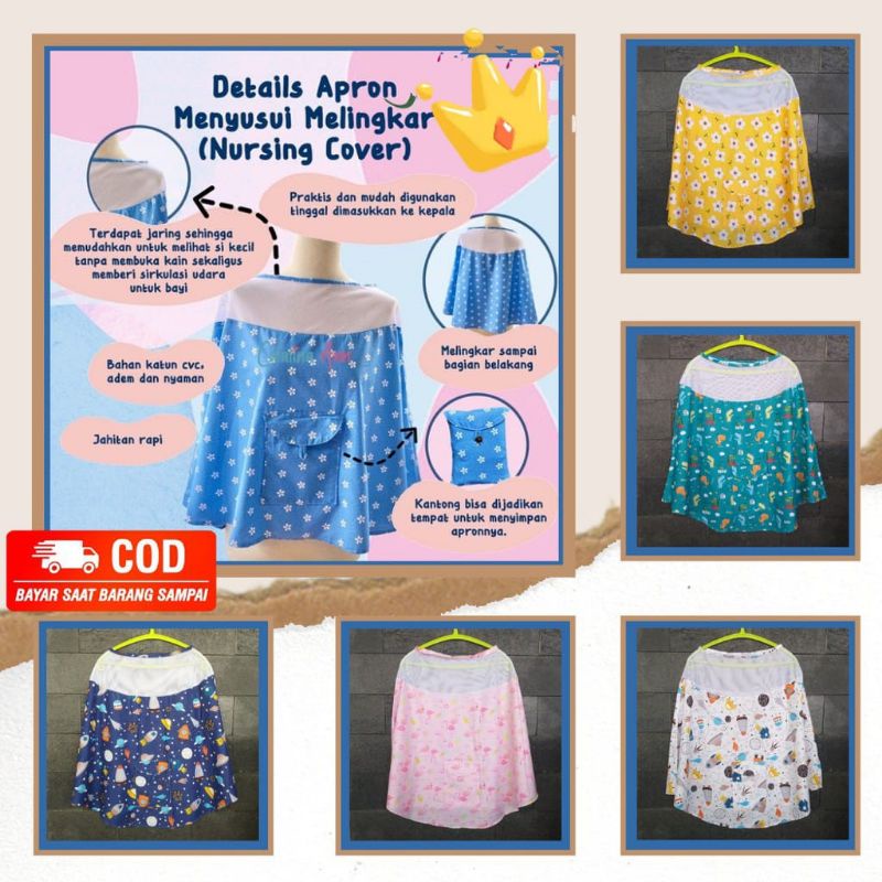 Apron Menyusui Nursing cover penutup Apron jaring Celemek menyusui Bayi melingkar Full cover