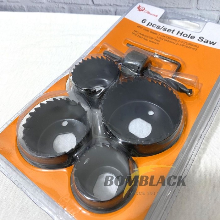 Hole Saw Kit Set 6 Pcs Mata Bor Kayu Pelubang Kayu Holesaw 32mm - 54mm MURAH