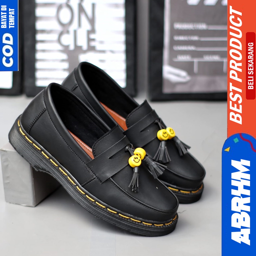 ABRHM Sepatu Penny Loafers Pria Docmart Formal Kerja Kantor Kuliah SMILE