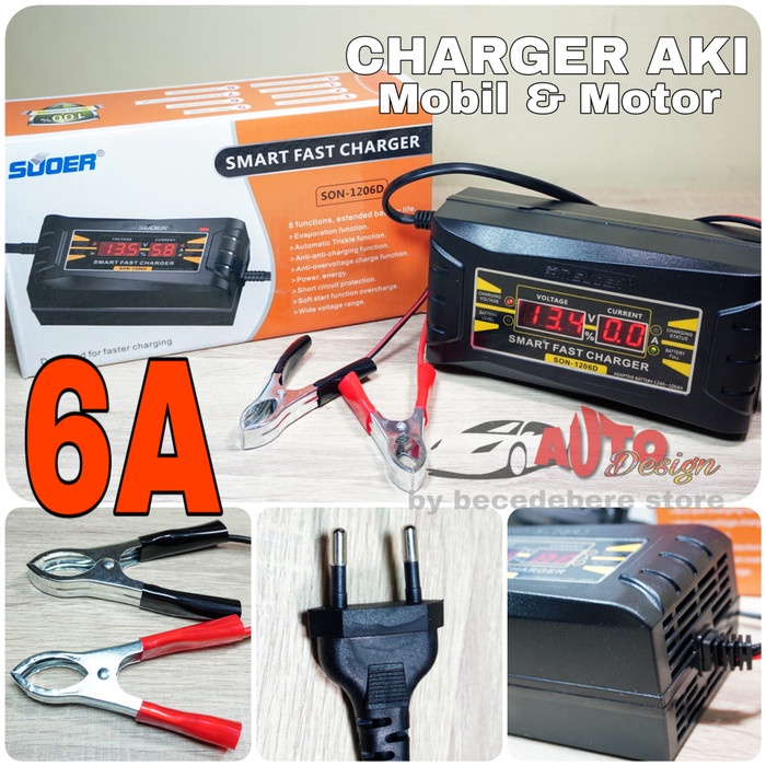 Charger Aki/Accu Mobil dan Motor 12V