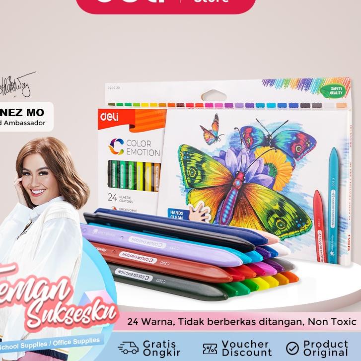 

✨MEN SALE✨ Deli Krayon Sekolah 12/18/24 Warna Cerah Bentuk segitiga ergonomis tidak beracun EC20010 !