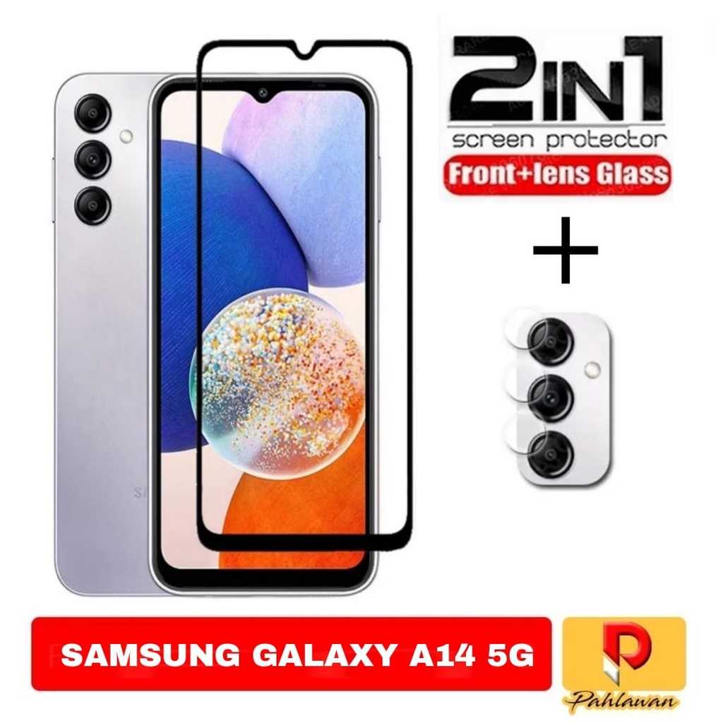 PAKET 2 INC 1 Tempered Glass SAMSUNG GALAXY A14 5G - samsung a14 5g, LIST HITAM