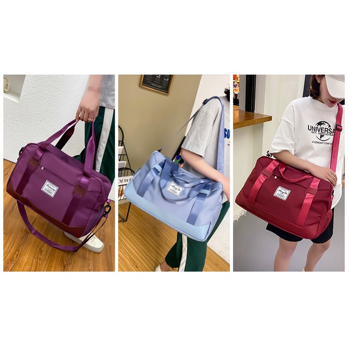 Tas Travel Duffel Bag Olahraga Gym Wanita Ada Tempat Sepatu