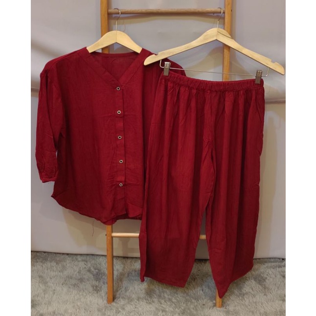 Amha Collection - One Set Crinkle Dewasa Lengan 7/8 Premium