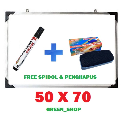 

(FREE SPIDOL DAN PENGHAPUS) Papan Tulis Spidol dan Kapur Whiteboard / Blackboard Ukuran 50X70 BACA DESKRIPSI!!!