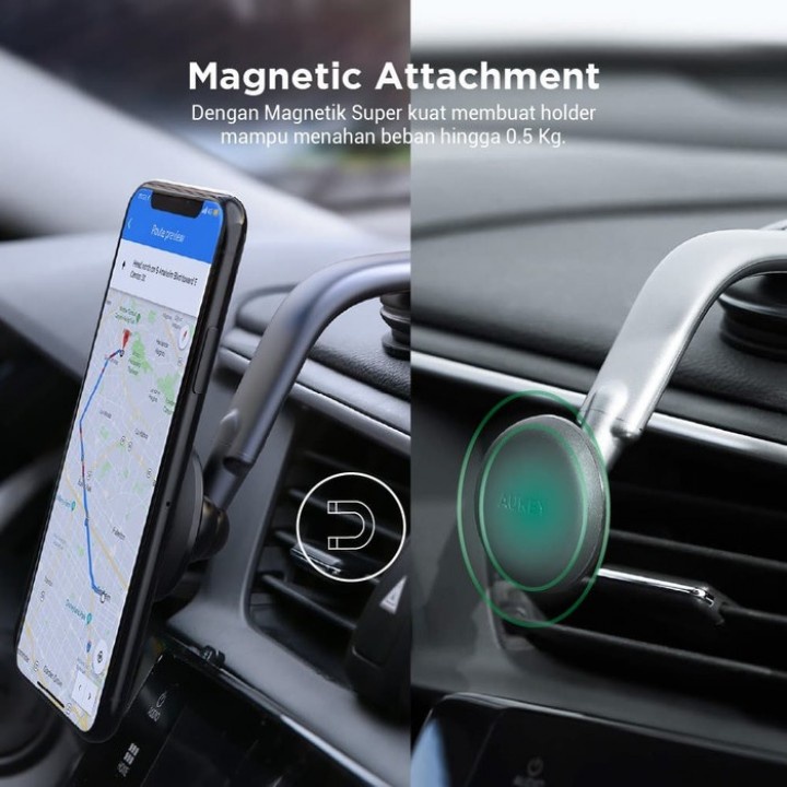 AKN88- AUKEY HD-C49 - Car Magnetic Phone Holder - Up to 6.5 inch Smartphones