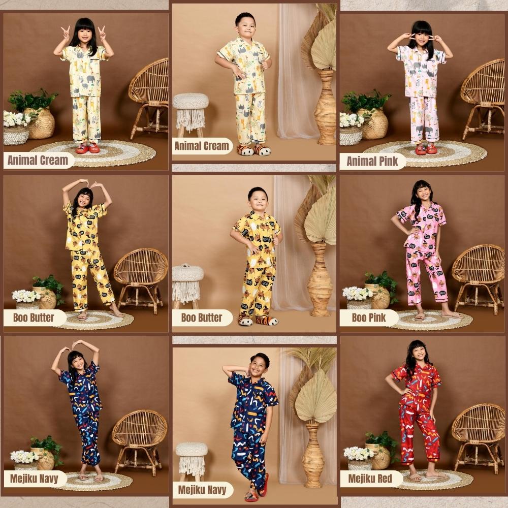 Paket Hemat Piyama Anak Junior ( Size 2, 4, 6 ) Setengah Lusin / Piyama Anak Perempuan / Piyama Anak Laki / Baju Tidur Anak / Setelan Piyama Celana Panjang Lengan Pendek ( 6 Pcs )