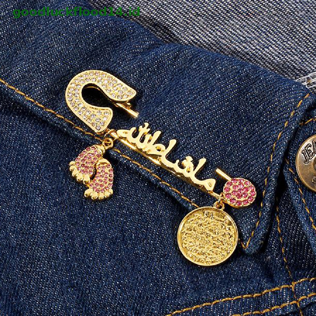 [GOOGFOUR] Islam Muslim Quran Liontin Biru Turki Evil Eye Baby Pin Bros [Atasan]