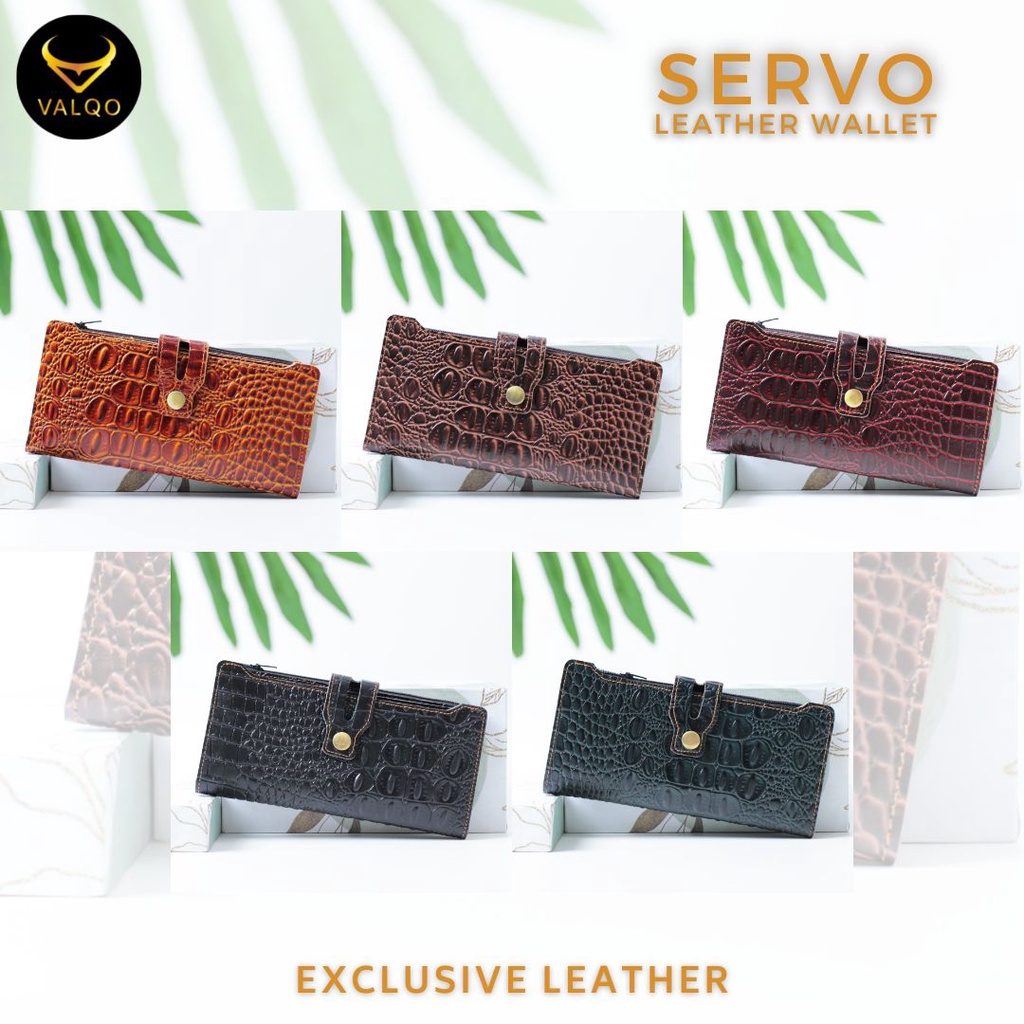 [VALQO] SERVO BY Dompet Kulit Sapi Motif Buaya untuk Pria Wanita