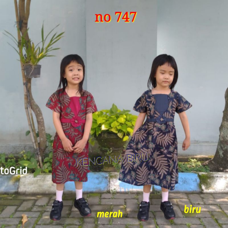 747 dress gaun batik modern anak perempuan
