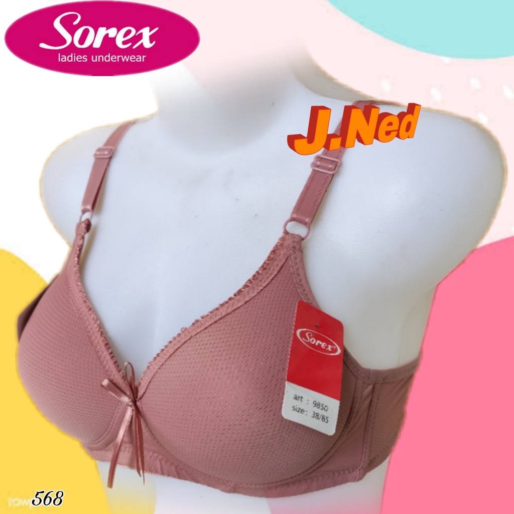 J568 BRA/BH SOREX BUSA TANPA KAWAT CUP B DUA PENGAIT SIZE 34 - 40 HARGA SATUAN