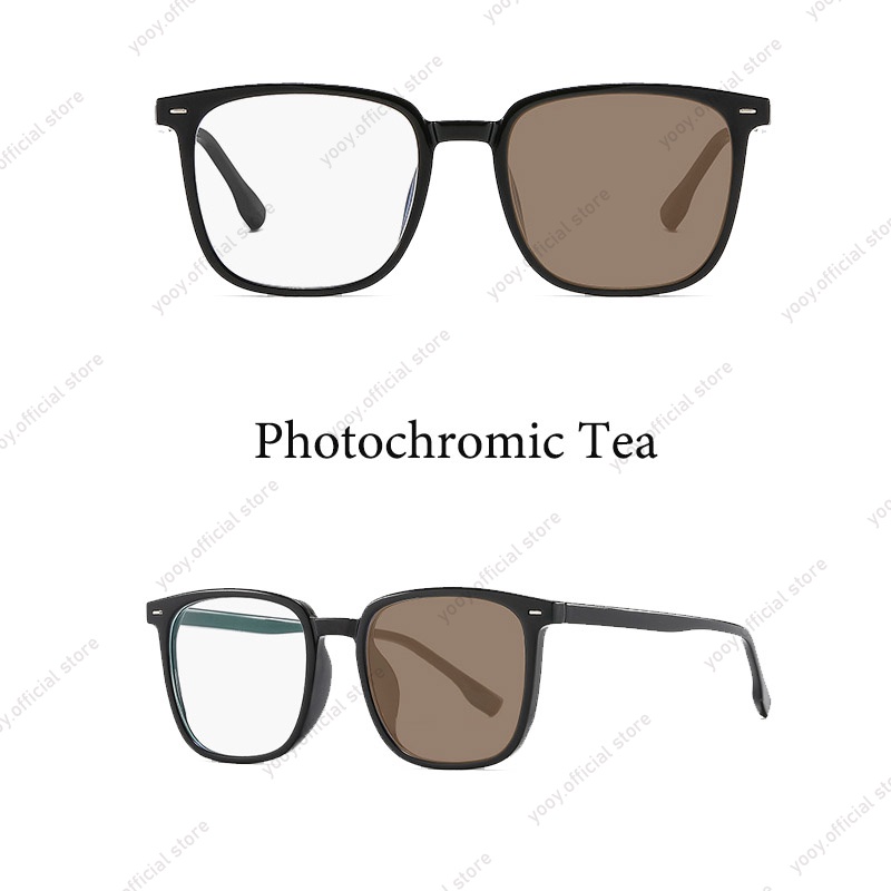 Kacamata Photochromic Anti Radiasi Square Frame Komputer UV400 Wanita Pria