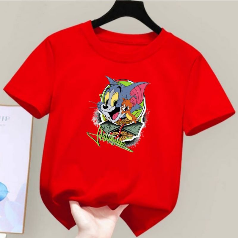 Kaos Distro Anak Cowok Dan Cewek Kaos Anak Gambar Kartun Kucing Tikus Untuk Anak Umur 2 sampai 10 Tahun T shirt Anak Atasan Kaos Anak