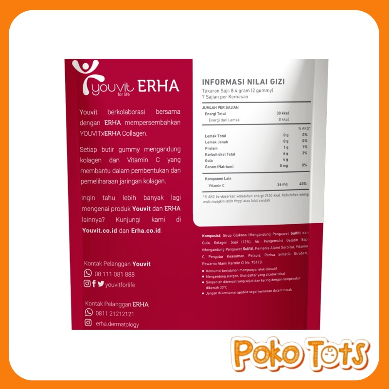 Youvit x Erha Collagen Anti Aging 14 Gummies Suplemen Kesehatan Kulit Wajah Anti Kerut